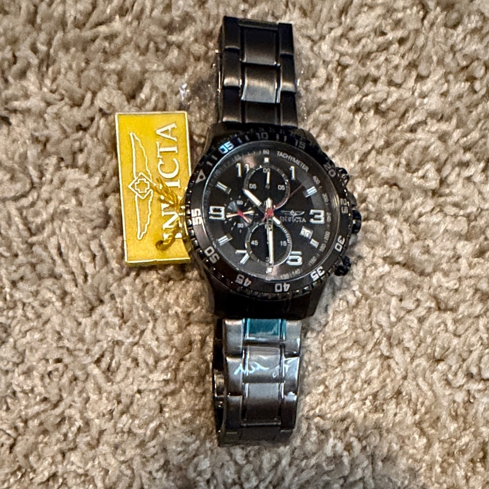 Invicta Black and Silver Chronograph Watch Needs Battery